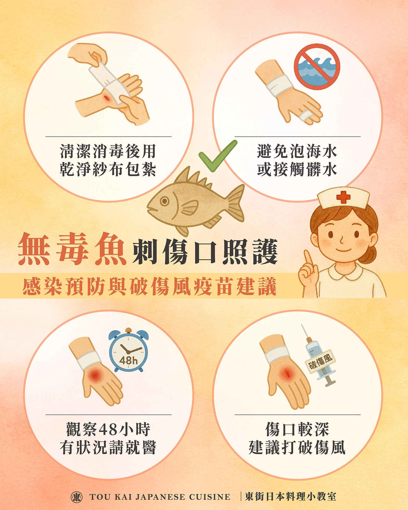 東街日本料理,被魚刺傷處理流程,被魚刺傷怎麼辦,被魚刺到手怎麼辦,無毒魚類